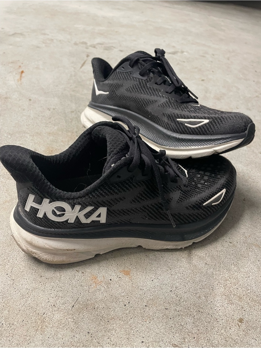 Hoka Black and White Women's Cushioned Running Sneakers